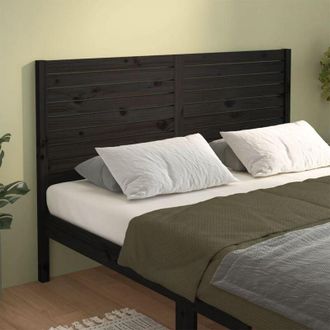 vidaXL Bed Headboard Black 126x4x100 cm Solid Wood Pine Vidaxl