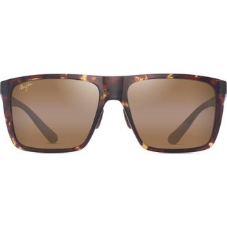 Maui Jim Honokalani 57mm PolarizedPlus2 Square Sunglasses in Brown at Nordstrom