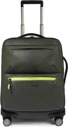 Piquadro Slim Cabin Spinner 55 - Heren - Handbagage koffer - Groen - ONE Size - Polyester - Koffers