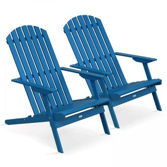 Oviala Lote de 2 sillas plegables de madera de eucalipto azul pac&iacute;fico