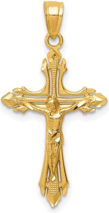 Diamond2Deal 14k Yellow Gold Diamond-cut Crucifix Pendant