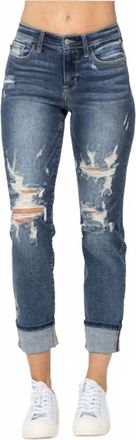 Judy Blue Mid Rise Boyfriend Jeans In Medium Wash