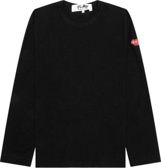 Comme Des Gar&ccedil;ons SS25 x Invader Double Pixel Heart Long Sleeve T-Shirt Black AZ-T330-051-1