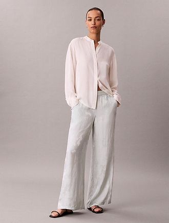 Calvin Klein Viscose Jacquard Floral Trousers