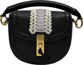 Altuzarra Mini Ghianda Embroidered Top Handle Bag in Black Leather