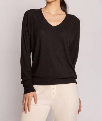 PJ Salvage Textured Essentials Long Sleeve Top In Black