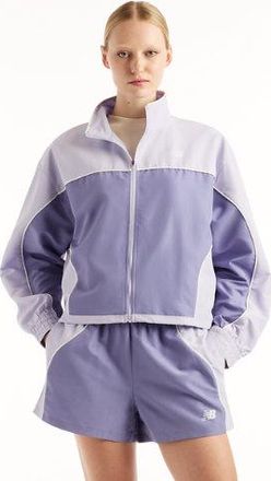 New Balance Donna Trackside Woven Jacket in Viola, Politessuto, Taglia 2XL