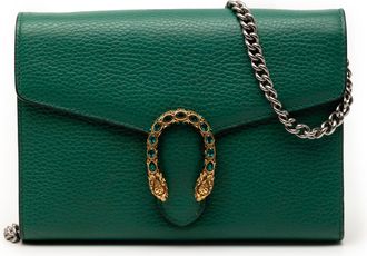 Gucci Green Leather Dionysus Wallet on Chain