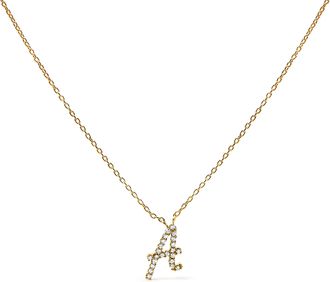 House of Brilliance 10K Gold Diamond Accent A-Z Initial Script Style Pendant Necklace