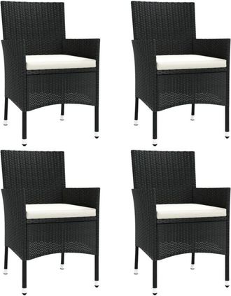 vidaXL Vidaxl - Sillas de jardín 4 unidades con cojines ratán sintético negro