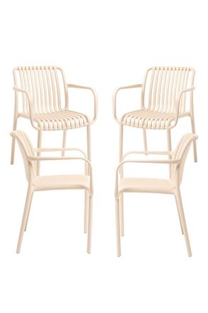 Regalos Miguel Packs Sillas Jard&iacute;n - Pack 4 Sillas Somer Con Reposabrazos - Beige