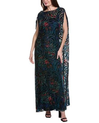 Johnny Was Viva Burnout Velvet Silk-Blend Maxi Dress