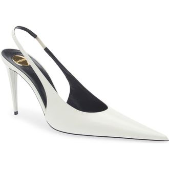 Saint Laurent Guermantes Slingback Pump in Off White at Nordstrom, Size 7.5Us