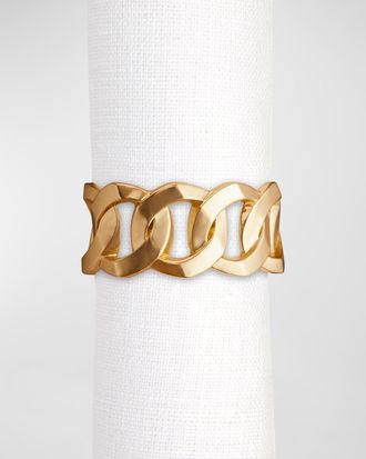 L'OBJET Cuban Link 24K Gold Napkin Rings Jewels, Set of 4