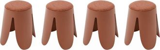 Sweeek Juego de 4 taburetes apilables terracota