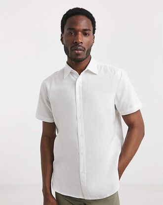 Jacamo Short Sleeve Linen Blend Shirt