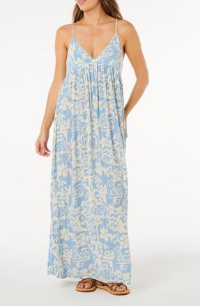 Rip Curl Floral Print Sleeveless Maxi Dress in Blue at Nordstrom, Size Xx-Large