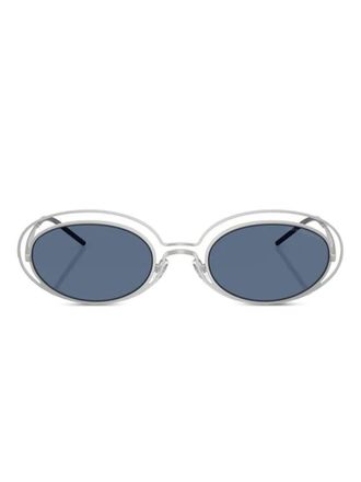 Emporio Armani Occhiali da sole ovali con doppia montatura - Bianco