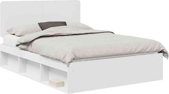 vidaXL Bed Frame with Headboard White 140 x 200 cm Solid Pine Wood vidaXL