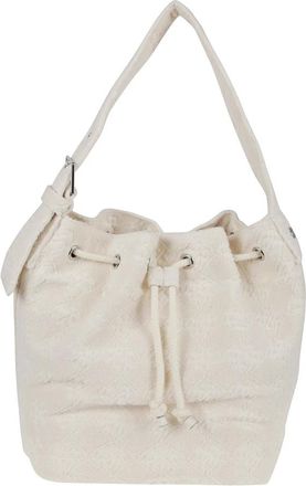 Tory Burch T Monogram Terry Oversized Bucket Bag - Dames - Schoudertassen - Wit - ONE Size - Katoen - Tassen