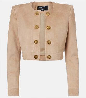 Balmain Giacca cropped in suede