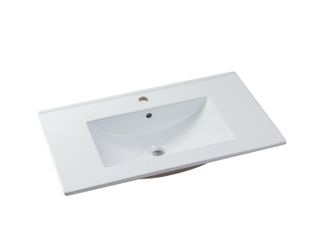 Vente-Unique Mueble simple lavabo suspendido - Blanco - 80 cm - STEFANIE