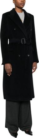Tagliatore Jole Double-Breasted Coat - Dames - Jas met riem - Blauw - L - Wol - Jassen