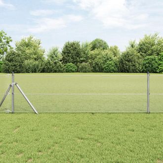 Berkfield Home Fence Post Set Set of 2 Galvanised steel 25 x 0.5 m Durable in Silver