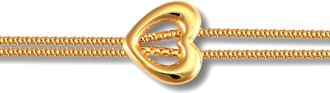 Jewelco London 9ct Gold Heart Charm Double 1.3mm Gauge Bracelet - JBB322