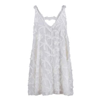 Souvenir Summer Dresses, female, White, Size: XS Abito con ricami a frange