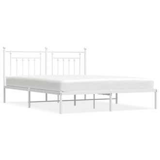 Berkfield Home Metal Bed Frame with Headboard White 180x200 cm Super King