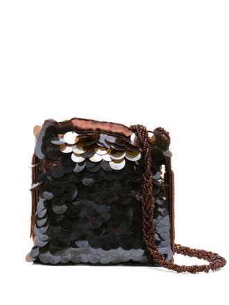 P.A.R.O.S.H. sequinned beaded cross body bag - women - Polyester/glass - One Size - Brown