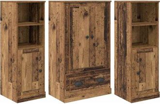 vidaXL Aparador Alto 3 Pcs Madera Envejecida Madera De Ingenier&iacute;a Vidaxl