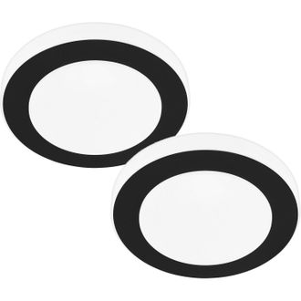 Loops 2 PACK Wall Flush Ceiling Light Colour Black White Shade White Plastic LED 11W