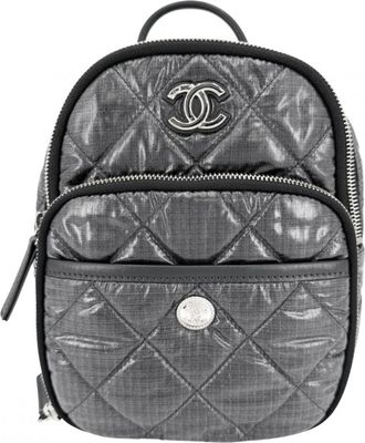 Chanel Matelasse Gray Nylon Backpack (Pre-Owned)