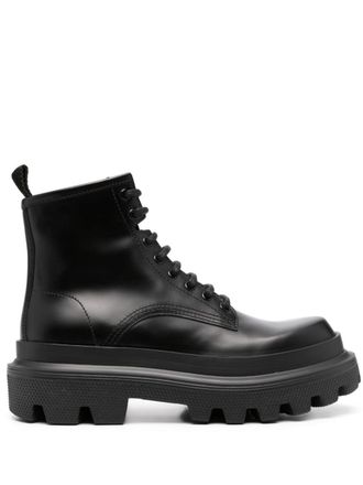 Dolce & Gabbana lace-up leather boots - Black