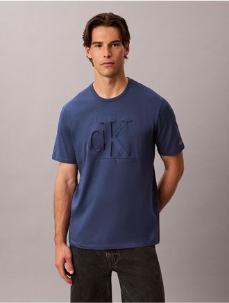 Calvin Klein Jeans Calvin Klein Mens Embossed Monogram Classic T-Shirt - Navy - 2XL
