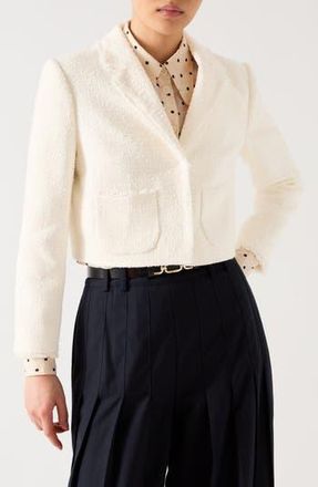 L.k. Bennett Carla Crop Cotton Blend Tweed Jacket in Ivory at Nordstrom Rack, Size 10 Us / 14 Uk