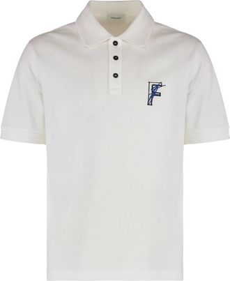 Ferragamo Polo Shirt van katoenpiqu&eacute; - Heren - Polos - Wit - S - Katoen - Tops
