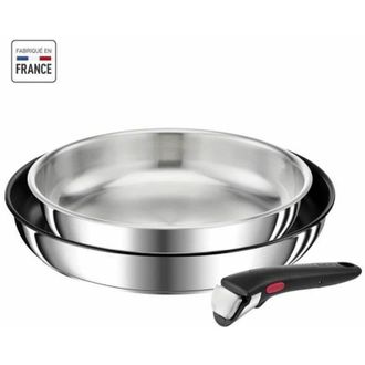 T-fal Ingenio Preference Lote De 3 Piezas, Sartenes 24/28 Cm + Mango Extra&iacute;ble, Apilable, Acero Inoxidable, Inducci&oacute;n, Francia