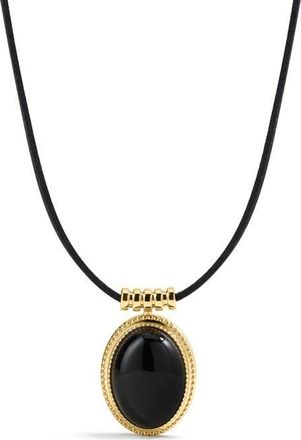 Luv AJ The Midnight Mesa Black Agate Pendant Necklace in Gold at Nordstrom