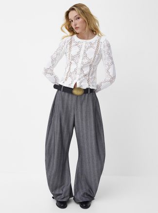 Free People Womens Spotlight tone-on-tone stripes barrel-leg pant