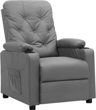 vidaXL Sill&oacute;n Reclinable De Cuero Sint&eacute;tico Gris Vidaxl