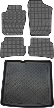 OEM Juego De Alfombrillas De Goma Para Coche Y Maletero Para Skoda Fabia Iii Kombi (desde Enero De 2015 Hasta 2021)