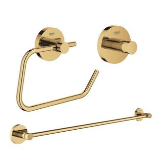 GROHE Essentials Accessoireset 3-delig - handdoekhouder - handdoekhaak - toiletrolhouder zonder klep - cool sunrise (goud)