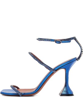 Amina Muaddi 100 mm Gilda sandalen verfraaid met kristallen - Blauw