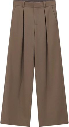 Maison Margiela Wijde broek - Dames - Wijde Broeken - Bruin - S - Wol - Broeken