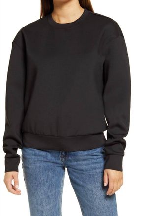Good American Womens Scuba Boyfriend Crewneck Sweatshirt In Black