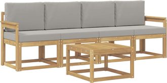 vidaXL Conjunto De Sof&aacute;s De Exterior 5 Uds. Blanco Y Gris Claro Vidaxl