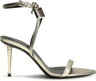 Tom Ford Gold Calf Leather Bos Taurus Stiletto Heel Womens Sandals